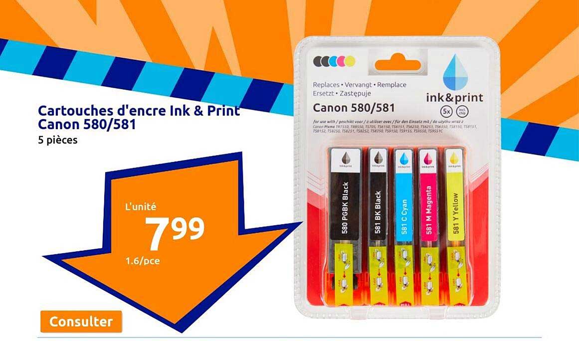 cartouches d'encre ink & print canon 580/581