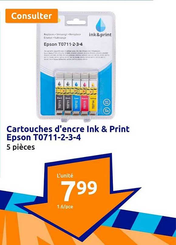cartouches d'encre ink & print epson t0711-2-3-4