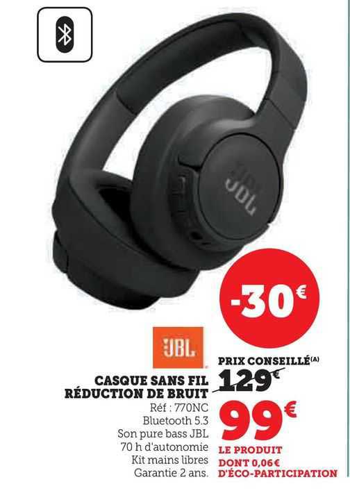 casque sans fil réduction de bruit jbl