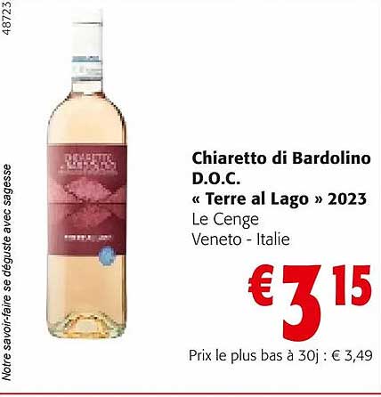 chiaretto di bardolino d.o.c. «terre al lago» 2023 le cenge veneto - italie