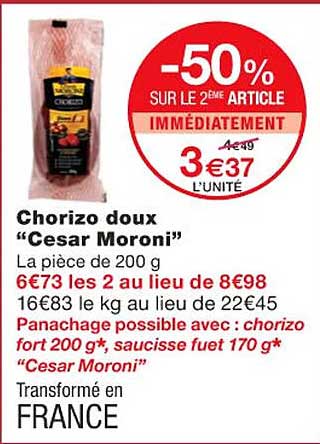 Chorizo Doux "cesar Moroni"