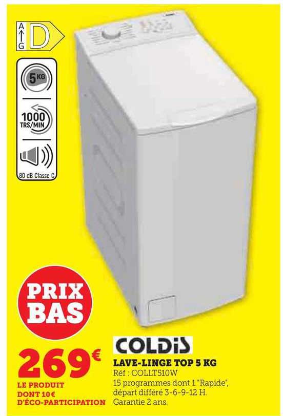 coldis lave-linge top 5 kg