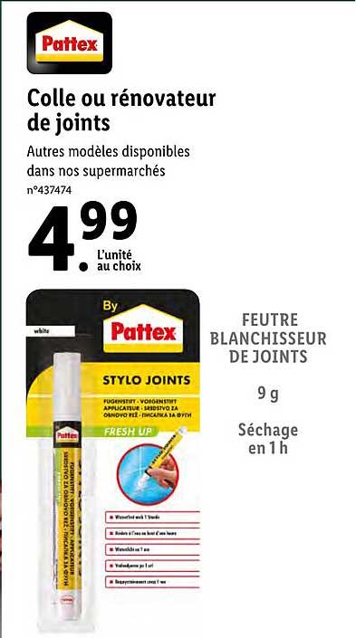 colle ou rénovateur de joints pattex