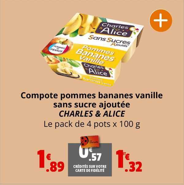 Compote Pommes Bananes Vanille Sans Sucres Ajoutée Charles & Alice