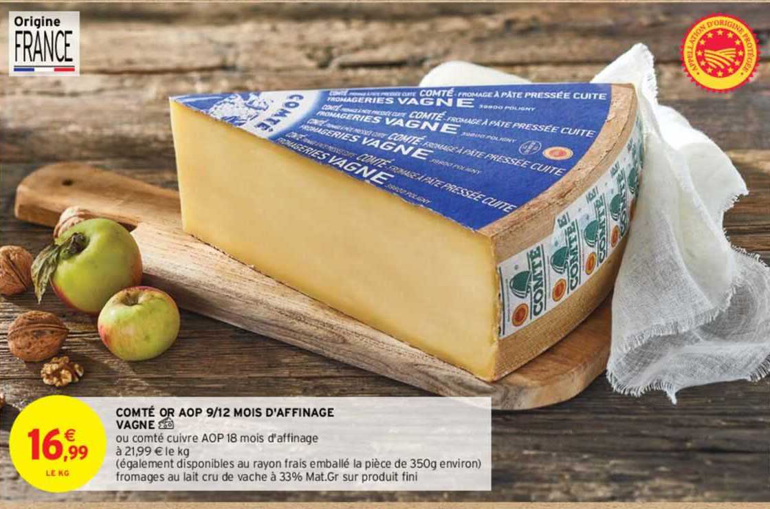 comté or aop 9/12 mois d'affinage vagne