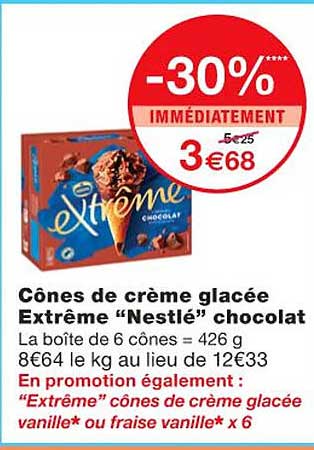 Cônes De Crème Glacée Extrême "nestlé" Chocolat