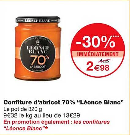 confiture d'abricot 70% "léonce blanc"