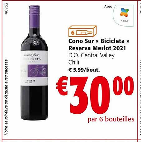 cono sur «bicicleta» reserva merlot 2021 d.o. central valley chili