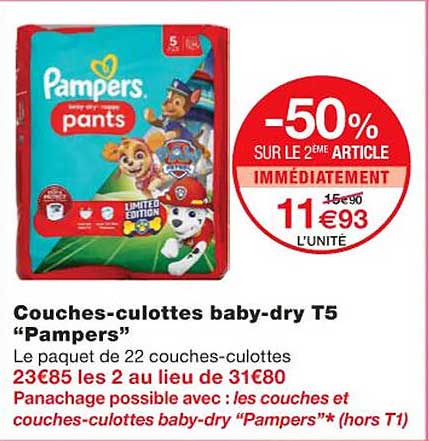 couches-culottes baby-dry t5 "pampers