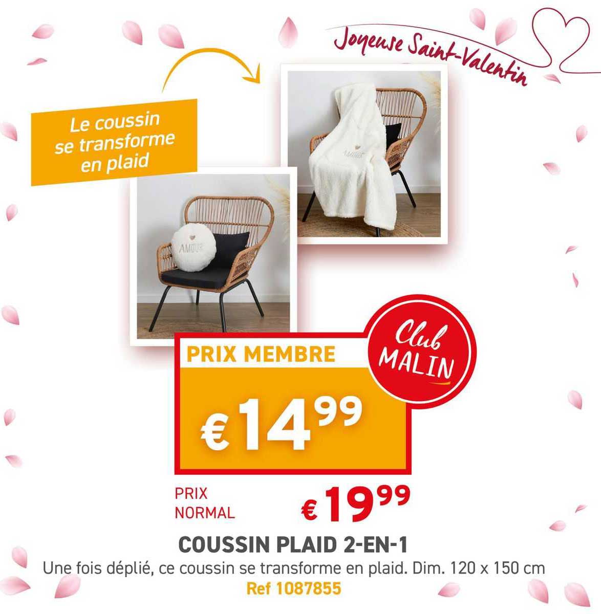 coussin plaid 2-en-1