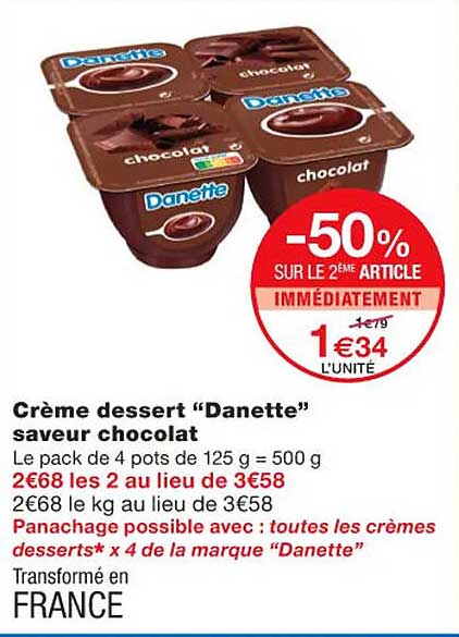 Crème Dessert "danette" Saveur Chocolat"