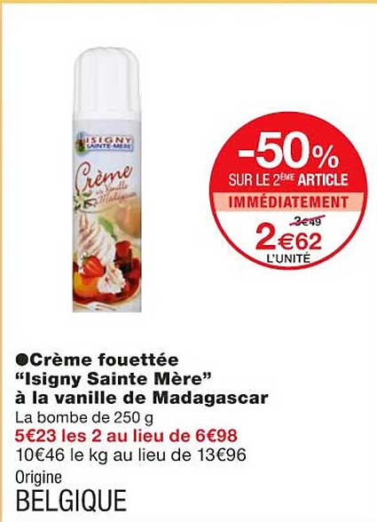 crème fouettée "isigny sainte mère" à la vanille de madagascar