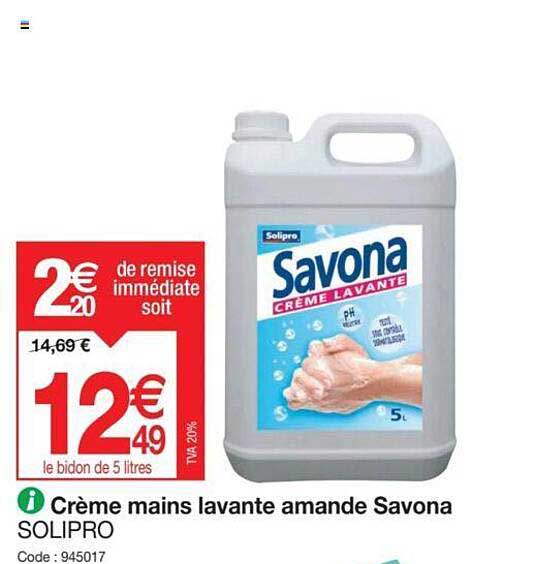 crème mains lavante amande savona solipro