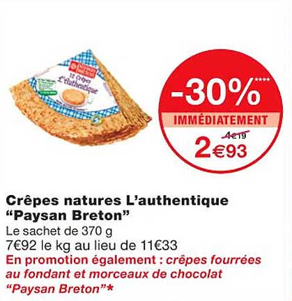 crêpes natures l'authentique "paysan breton"