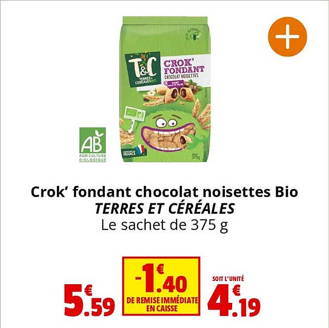 Crok' Fondant Chocolat Noisettes Bio Terres Et Céréales