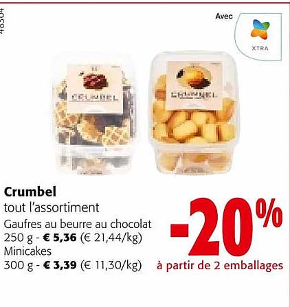 crumbel tout l'assortiment gaufres au beurre au chocolat, minicakes