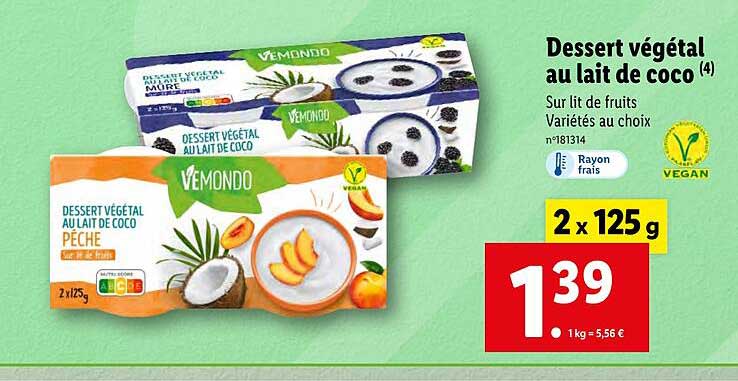 Dessert Végétal Au Lait De Coco