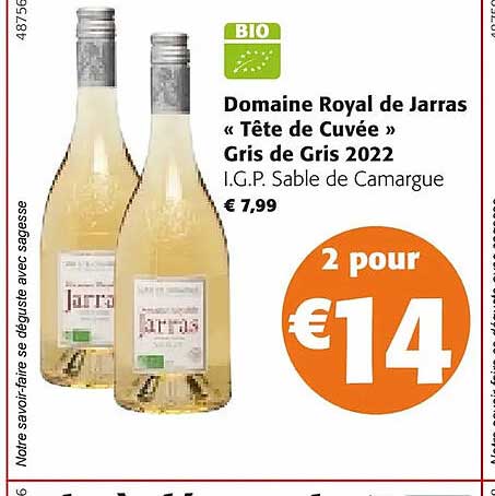 domaine royal de jarras «tête de cuvée» gris de gris 2022 i.g.p. sable de camargue