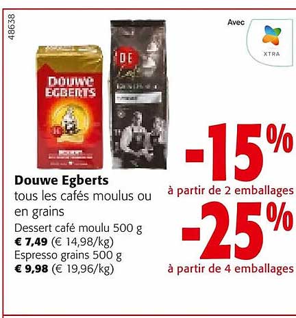 douwe egberts tous les cafés moulus ou en grains