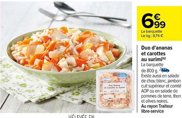 duo d'ananas et carottes au surimi