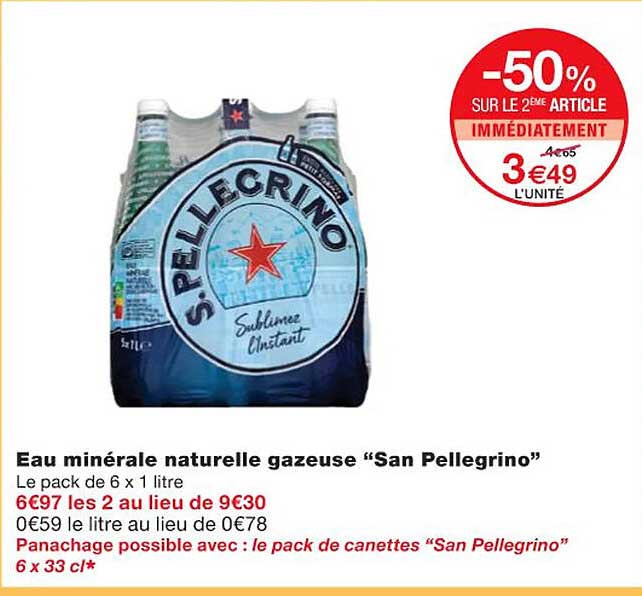 eau minérale naturelle gazeuse "san pellegrino"