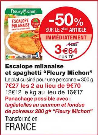 escalope milanaise et spaghetti "fleury michon"