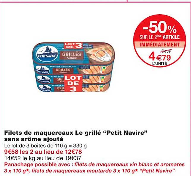 filets de maquereaux le grillé "petit navire" sans arôme ajouté