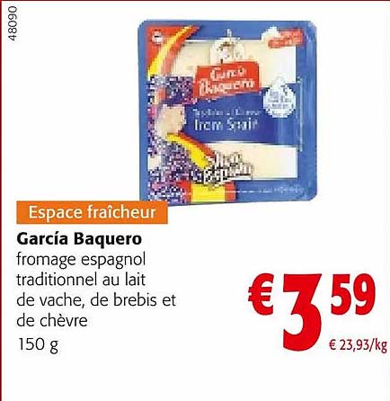 fromage espagnol traditionnel au lait de vache, de brebis et de chèvre garcía baquero