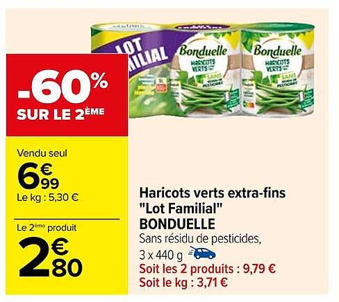 haricots verts extra-fins "lot familial" bonduelle