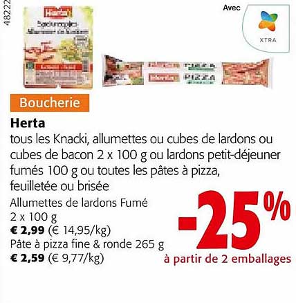 herta knacki, allumettes ou cubes de lardons ou cubes de bacon ou lardons petit-déjeuner fumés ou les pâtes à pizza, feuilletée ou brisée