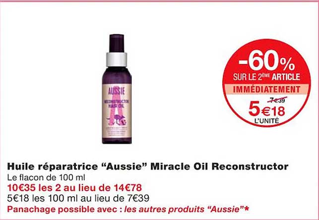 huile réparatrice "aussie" miracle oil reconstructor