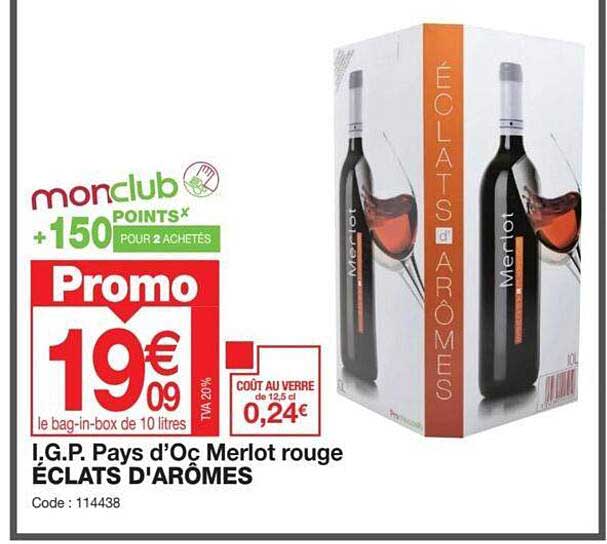 i.g.p. pays d'oc merlot rouge éclats d'arômes