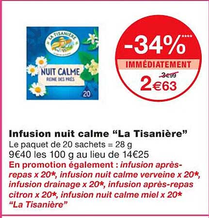 infusion nuit calme "la tisanière"
