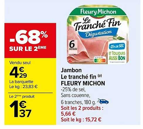 jambon le tranché fin fleury michon