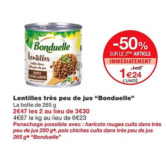lentilles très peu de jus "bonduelle"