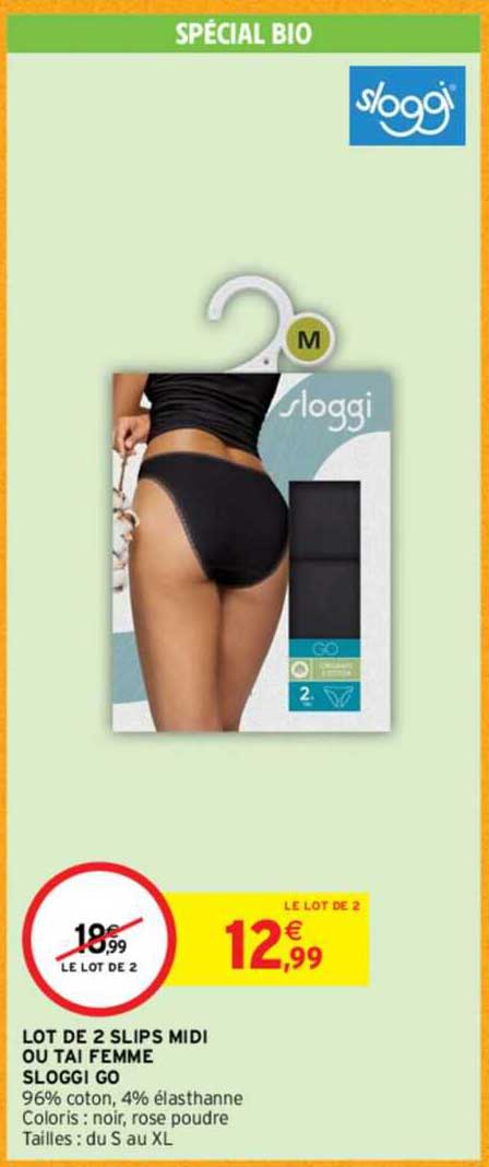 lot de 2 slips midi ou tai femme sloggi go
