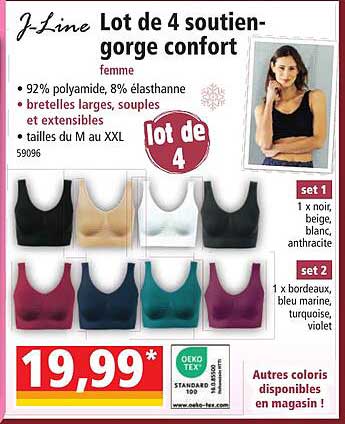 lot de 4 soutien-gorge confort femme j-line