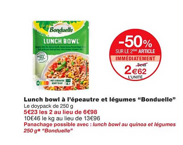 lunch bowl à l'épeautre et légumes "bonduelle"