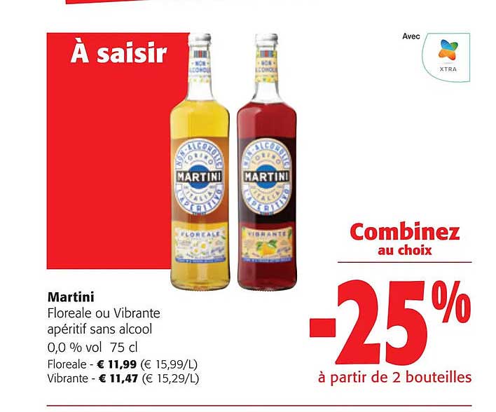 martini floreale ou vibrante apéritif sans alcool 0,0% vol