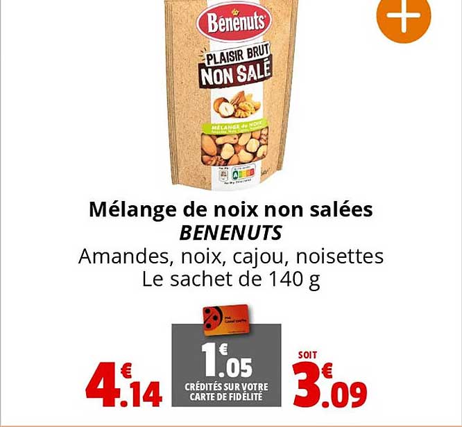mélange de noix non salées benenuts