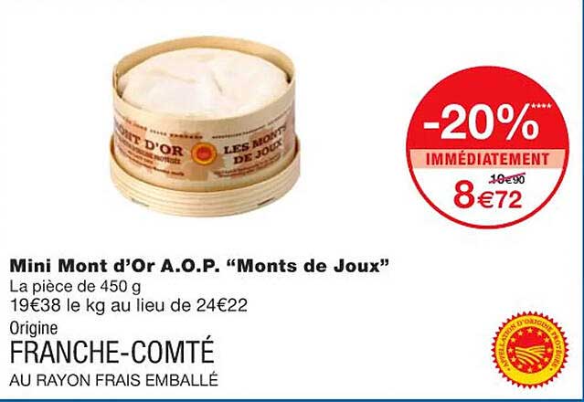 mini mont d'or a.o.p. "monts de joux"