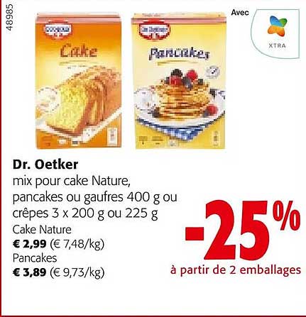 mix pour cake nature, pancakes ou gaufres ou crêpes dr. oetker