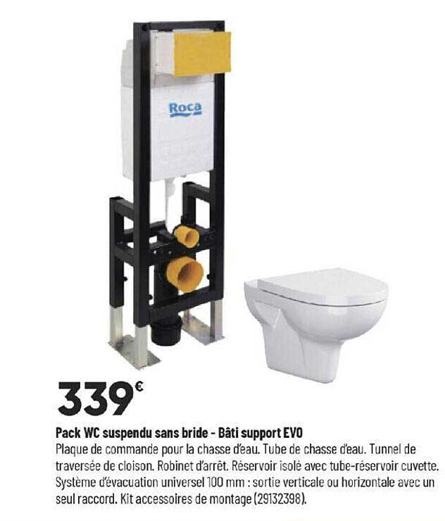 pack wc suspendu sans bride - bâti support evo