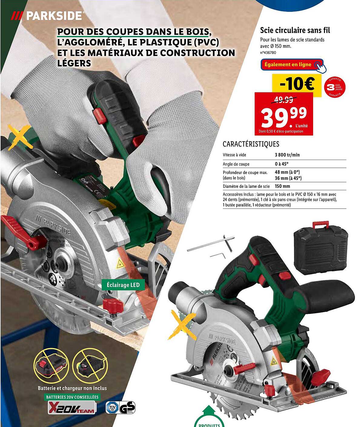 Parkside Scie Circulaire Sans Fil