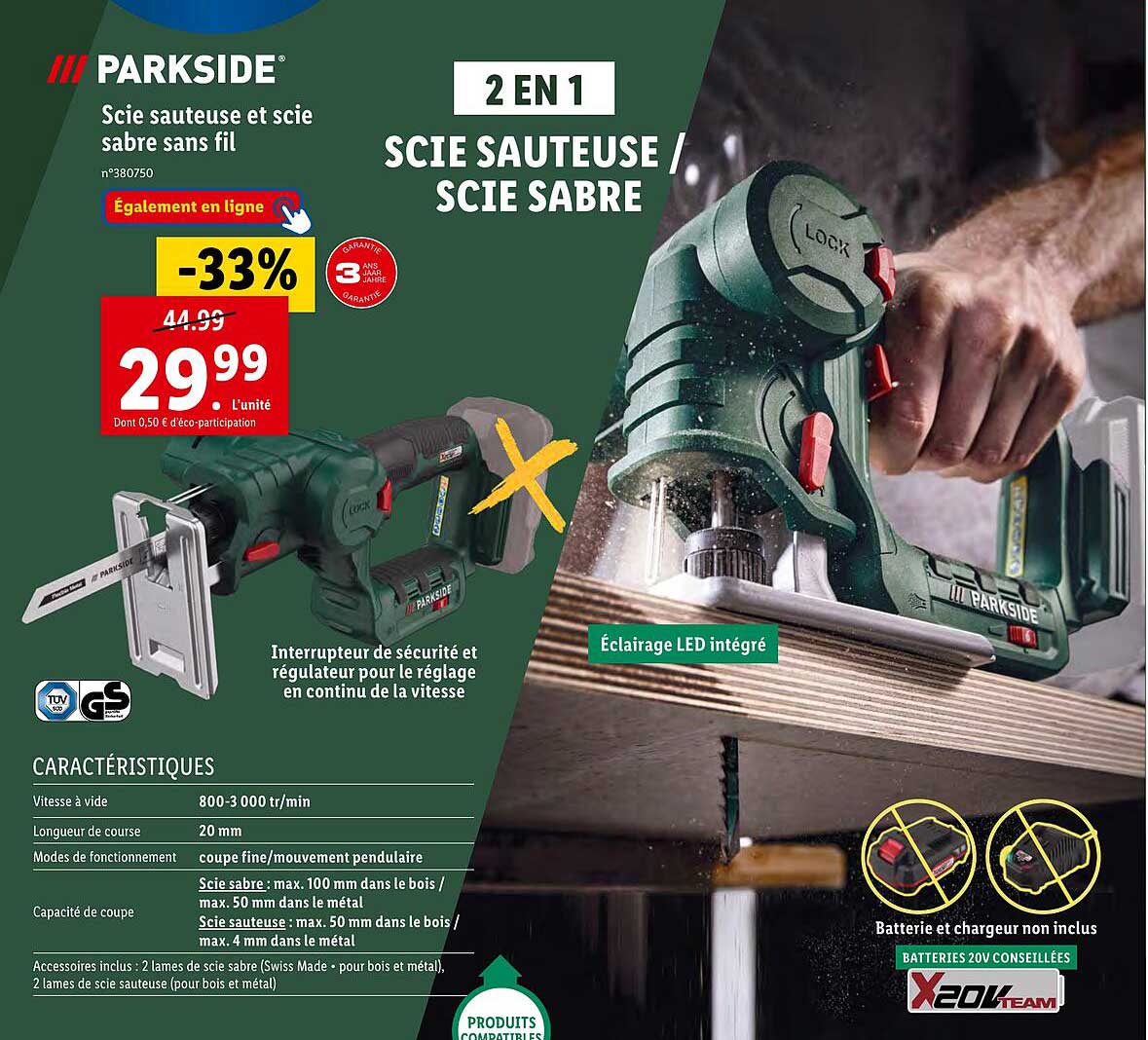 parkside scie sauteuse et scie sabre sans fil