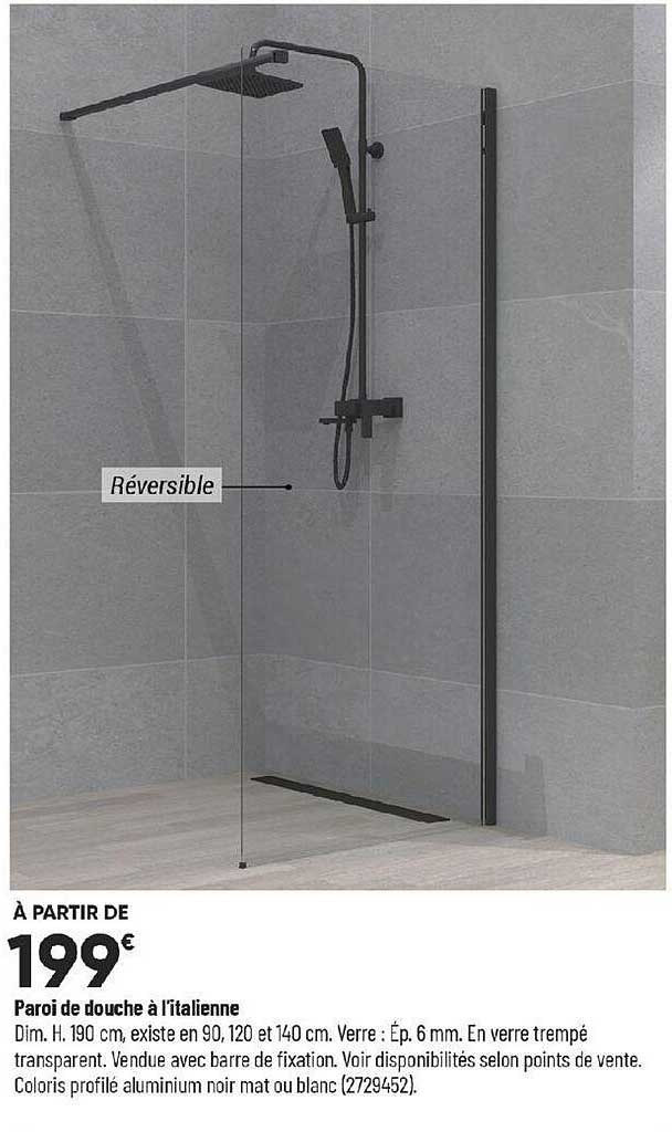 paroi de douche à l'italienne