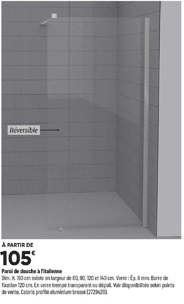 paroir de douche à l'italienne
