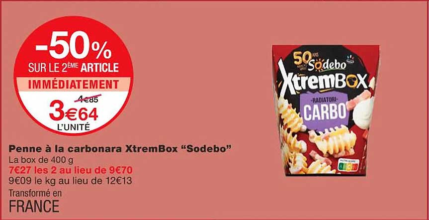 penne à la carbonara xtrembox "sodebo"