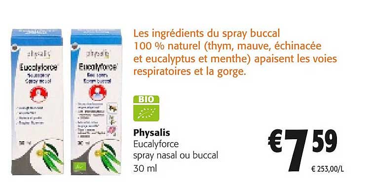 physalis eucalyforce spray nasal ou buccal 30 ml