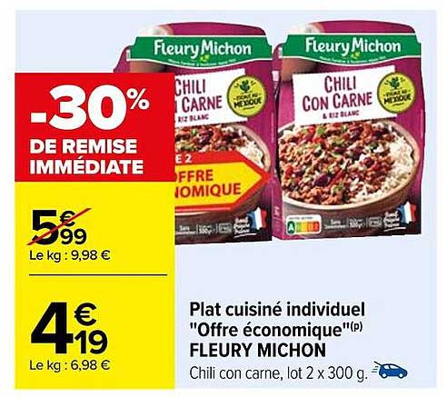 plat cuisiné individuel "offre économique" fleury michon